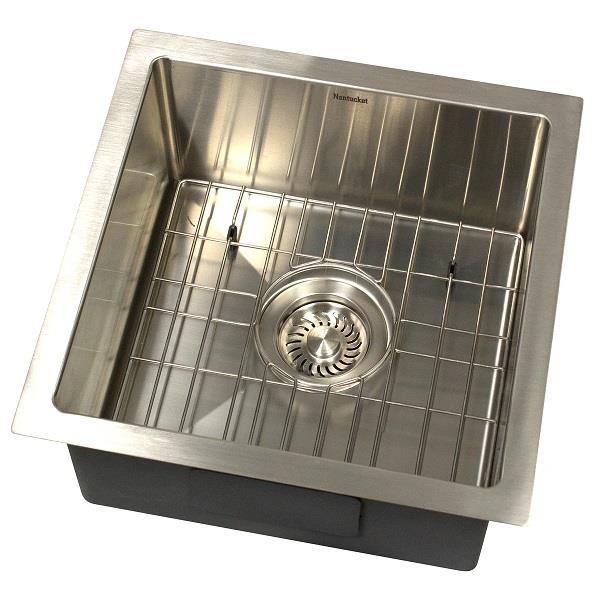 Nantucket Sinks - 15 Inch All Weather Collection Square Undermount Small Radius Stainless Steel Bar/Prep Sink