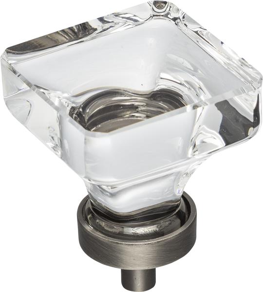 Jeffrey Alexander - 1-3/8 Inch Overall Length Square Glass Harlow Cabinet Knob