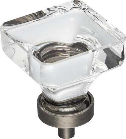 Jeffrey Alexander - 1-3/8 Inch Overall Length Square Glass Harlow Cabinet Knob