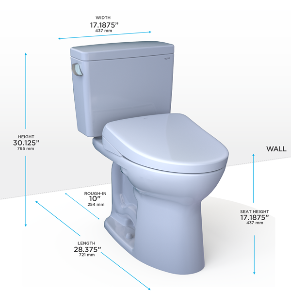 Toto - Drake WASHLET+ S7 Two-Piece Toilet - 1.6 GPF Universal Height 10 Inch Rough-In