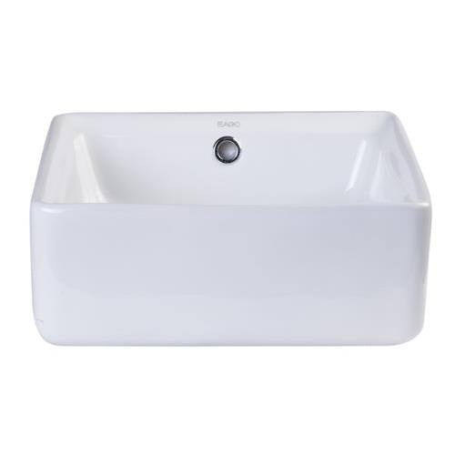 Eago - 15 Inch Square Ceramic Above Mount Bathroom Basin Vessel Sink