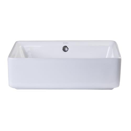 Eago - 20 Inch Rectangular Ceramic Above Mount Bathroom Basin Vessel Sink
