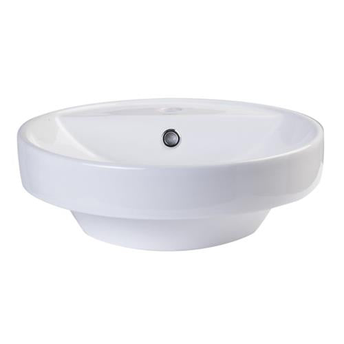Eago - 18 Inch Round Ceramic Above Mount Bathroom Basin Vessel Sink