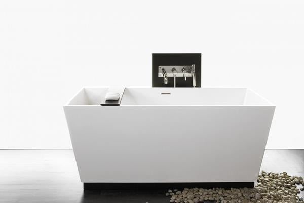 Wetstyle - Cube 60 X 30 X 24 Freestanding Bathtub - Wood Plinth Oak Stone Harbour Grey