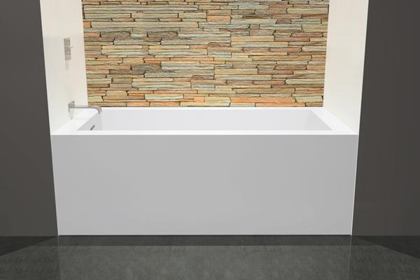 Wetstyle - Cube 60 X 32 X 21 Back Wall Flange Bathtub - Left Hand Drain