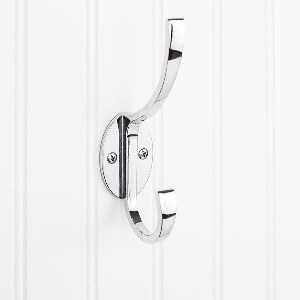 Elements - 5-7/8 Inch Double zinc wall mount decorative coat hook.