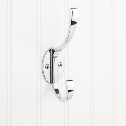 Elements - 5-7/8 Inch Double zinc wall mount decorative coat hook.