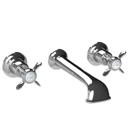 Lefroy Brooks - Classic Cross Handle Wall Mounted Basin Mixer Trim Only