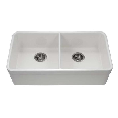 Hamat - Chelsea 33 Inch Undermount Fireclay Double Bowl Kitchen Sink