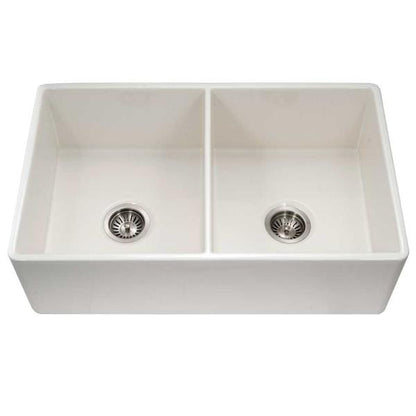 Hamat - Chelsea 33 Inch Apron-Front Fireclay Double Bowl Kitchen Sink