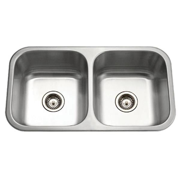 Hamat - Classic 32 Inch Undermount Stainless Steel 50/50 Double Bowl Kitchen Sink