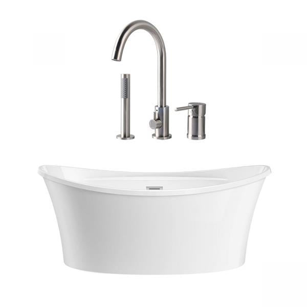 Maidstone - Conway II Acrylic Contemporary Double Slipper Freestanding Tub and Faucet Package