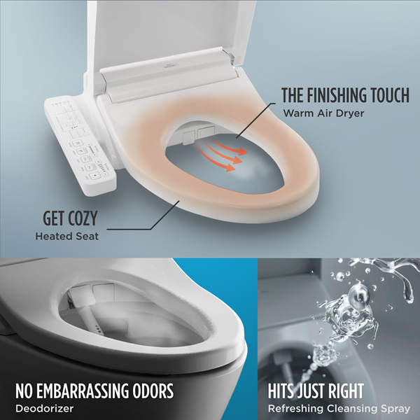 Toto - Washlet C2 Electronic Bidet Toilet Seat With Premist And Ewater+ Wand Cleaning, Round, Cotton White