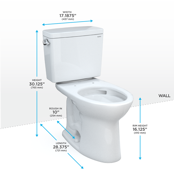 Toto - Drake Two-Piece Elongated 1.6 Gpf Tornado Flush Toilet With Cefiontect And 10 Inch Rough-In, Cotton White