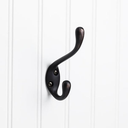 Elements - 4-1/2 Inch Double zinc wall mount coat hook.