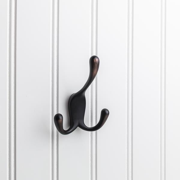 Elements - 4 Inch Triple zinc concealed mount coat hook.