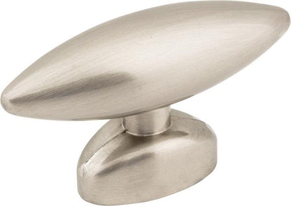 Elements - 1-9/16 Inch Overall Length Matte Silver Football Verona Cabinet  T Knob