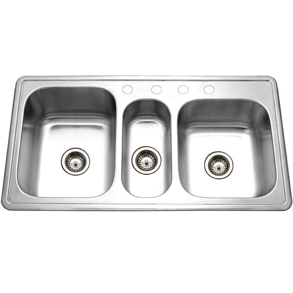 Hamat - Edition 42 Inch Topmount Stainless Steel 4-Hole Triple Bowl Kitchen Sink