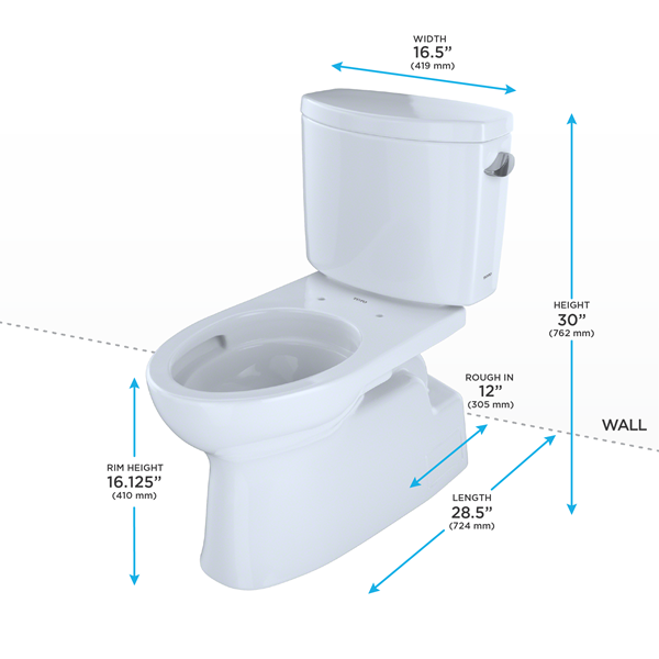 Toto - Vespin II Two-Piece Elongated 1.28 Gpf Skirted Toilet With Cefiontect And Right-Hand Trip Lever