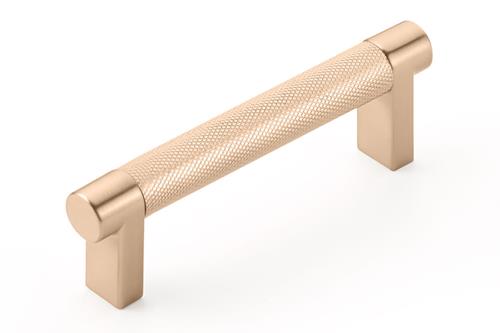 Emtek - Select Cabinet Pull 3-1/2 In C-C, Rectangular Stem, Knurled Bar