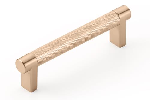 Emtek - Select Cabinet Pull 4 In C-C, Rectangular Stem, Knurled Bar
