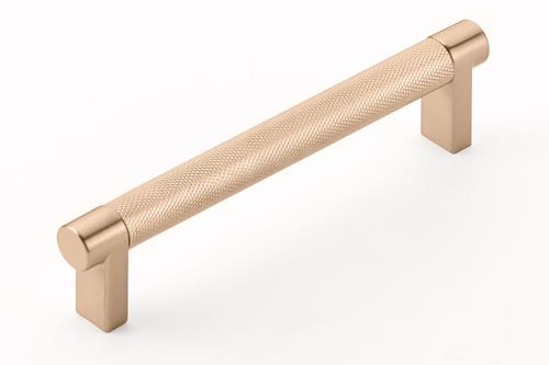 Emtek - Select Cabinet Pull 5 In C-C, Rectangular Stem, Knurled Bar