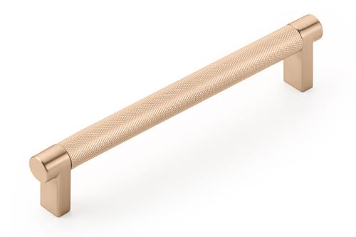 Emtek - Select Cabinet Pull 6 In C-C, Rectangular Stem, Knurled Bar