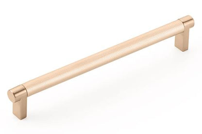 Emtek - Select Cabinet Pull 8 In C-C, Rectangular Stem, Knurled Bar