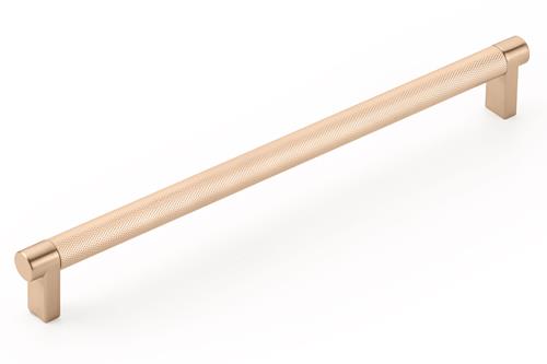 Emtek - Select Cabinet Pull 10 In C-C, Rectangular Stem, Knurled Bar