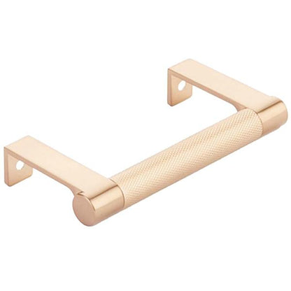 Emtek - Select Cabinet Edge Pull 3-3/4 Inch c-c, Round Edge Stem, Knurled Bar