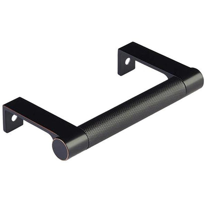 Emtek - Select Cabinet Edge Pull 3-3/4 Inch c-c, Round Edge Stem, Knurled Bar