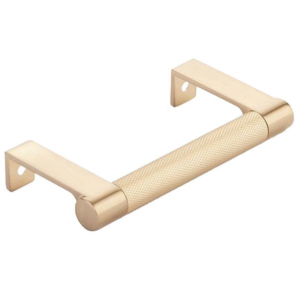 Emtek - Select Cabinet Edge Pull 3-3/4 Inch c-c, Round Edge Stem, Knurled Bar