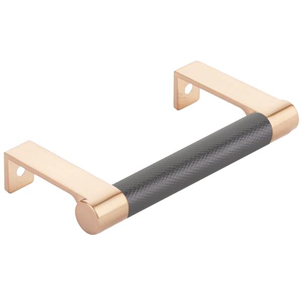 Emtek - Select Cabinet Edge Pull 3-3/4 Inch c-c, Round Edge Stem, Knurled Bar