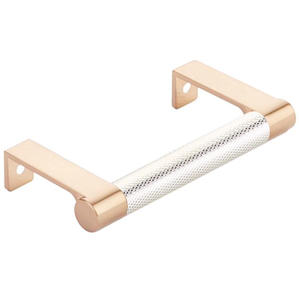 Emtek - Select Cabinet Edge Pull 3-3/4 Inch c-c, Round Edge Stem, Knurled Bar