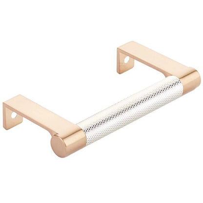 Emtek - Select Cabinet Edge Pull 3-3/4 Inch c-c, Round Edge Stem, Knurled Bar