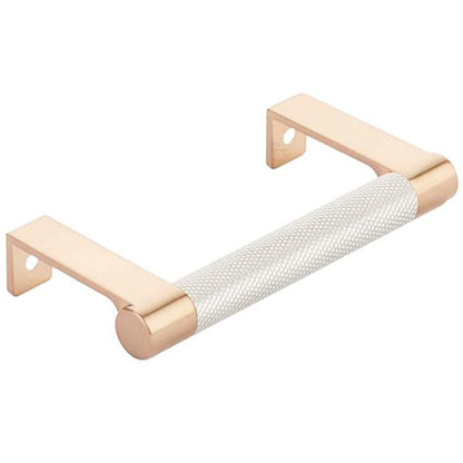 Emtek - Select Cabinet Edge Pull 3-3/4 Inch c-c, Round Edge Stem, Knurled Bar