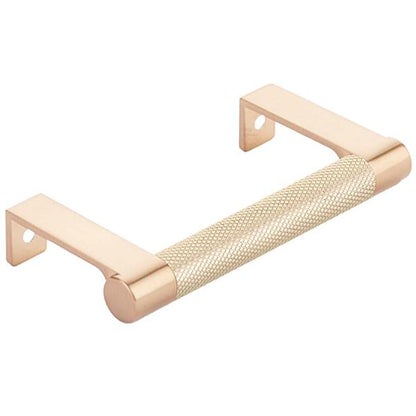 Emtek - Select Cabinet Edge Pull 3-3/4 Inch c-c, Round Edge Stem, Knurled Bar