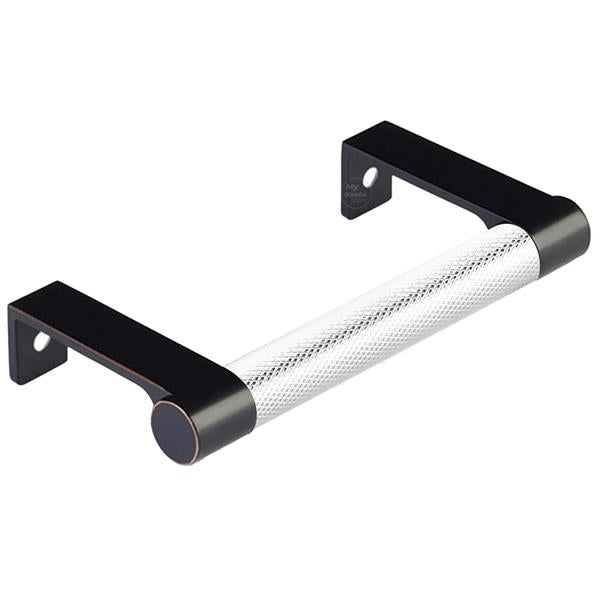 Emtek - Select Cabinet Edge Pull 3-3/4 Inch c-c, Round Edge Stem, Knurled Bar