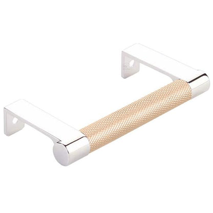 Emtek - Select Cabinet Edge Pull 3-3/4 Inch c-c, Round Edge Stem, Knurled Bar