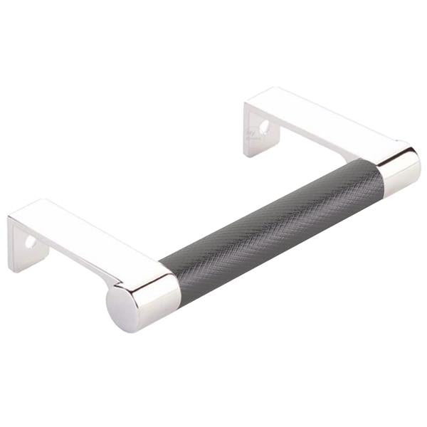 Emtek - Select Cabinet Edge Pull 3-3/4 Inch c-c, Round Edge Stem, Knurled Bar