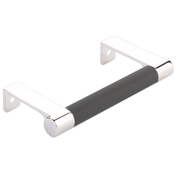 Emtek - Select Cabinet Edge Pull 3-3/4 Inch c-c, Round Edge Stem, Knurled Bar