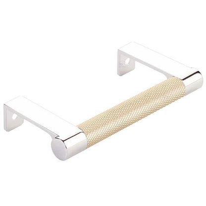 Emtek - Select Cabinet Edge Pull 3-3/4 Inch c-c, Round Edge Stem, Knurled Bar
