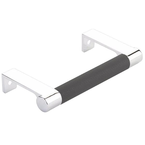 Emtek - Select Cabinet Edge Pull 3-3/4 Inch c-c, Round Edge Stem, Knurled Bar