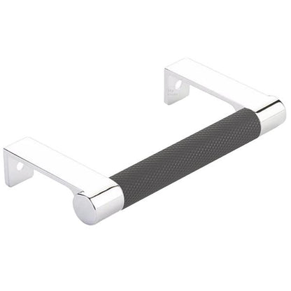 Emtek - Select Cabinet Edge Pull 3-3/4 Inch c-c, Round Edge Stem, Knurled Bar