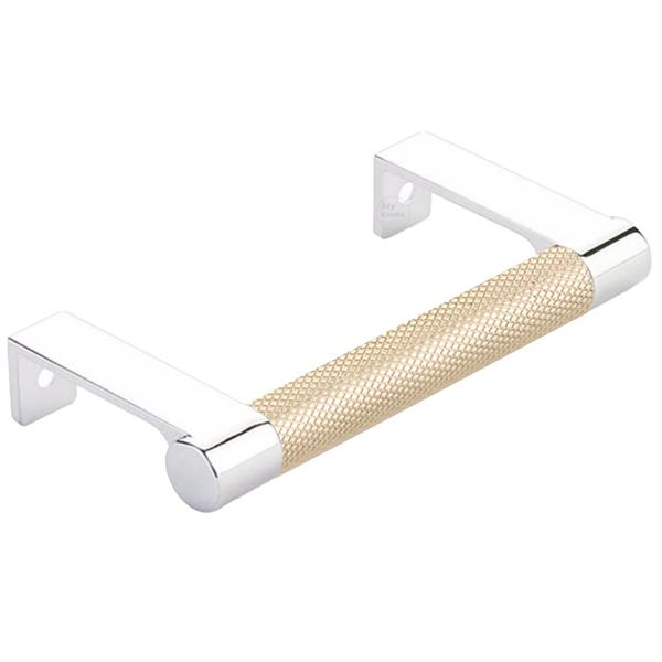 Emtek - Select Cabinet Edge Pull 3-3/4 Inch c-c, Round Edge Stem, Knurled Bar