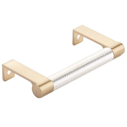 Emtek - Select Cabinet Edge Pull 3-3/4 Inch c-c, Round Edge Stem, Knurled Bar