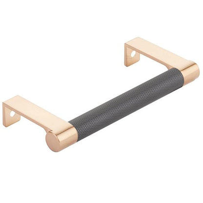 Emtek - Select Cabinet Edge Pull 4-1/4 Inch c-c, Round Edge Stem, Knurled Bar