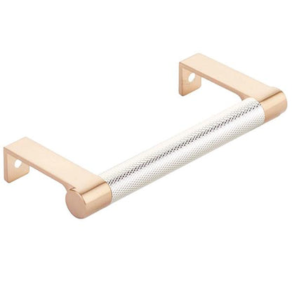 Emtek - Select Cabinet Edge Pull 4-1/4 Inch c-c, Round Edge Stem, Knurled Bar
