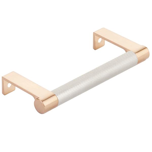 Emtek - Select Cabinet Edge Pull 4-1/4 Inch c-c, Round Edge Stem, Knurled Bar