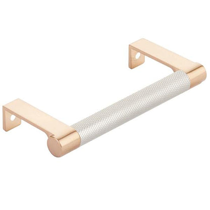 Emtek - Select Cabinet Edge Pull 4-1/4 Inch c-c, Round Edge Stem, Knurled Bar